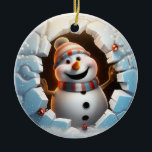 Niedlich Snowman 3D Keramik Ornament<br><div class="desc">Niedlich Snowman 3D</div>