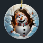 Niedlich Snowman 3D Keramik Ornament<br><div class="desc">Niedlich Snowman 3D</div>