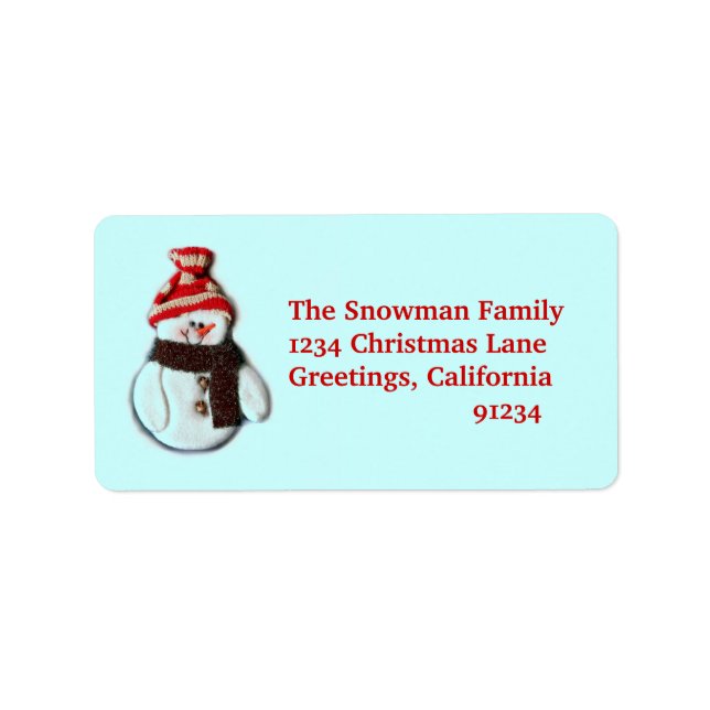 Niedlich Snowman Address Labels Adressaufkleber (Vorne)