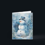 Niedlich Snowman Blue Hat & Scarf Blume Bäume Leer Karte<br><div class="desc">Schneemann in blauer Hut und Schal in einem Wald,  der diesen kalten Wintertag genießt.</div>