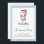 Niedlich Snowman Candy Cane Weihnachts-Party Einladung<br><div class="desc">Minimalistische blaue Weihnachtseinladung mit einer Illustration eines Schneemanns mit einem Zuckerrohr. Personalisieren Sie den Text mit Ihren eigenen Informationen. Illustriert und entworfen von Patricia Alvarez.</div>
