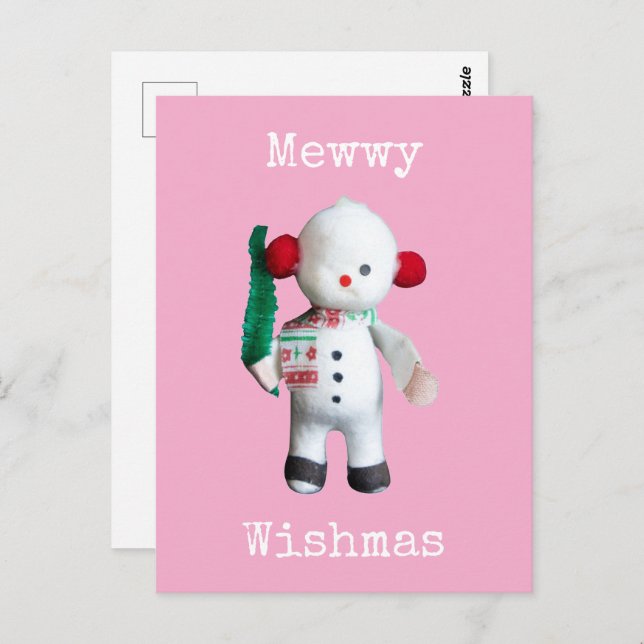 Niedlich Snowman Christmas Postcard Postkarte (Vorne/Hinten)