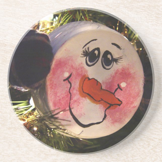 Niedlich Snowman Face Getränkeuntersetzer (Vorne)