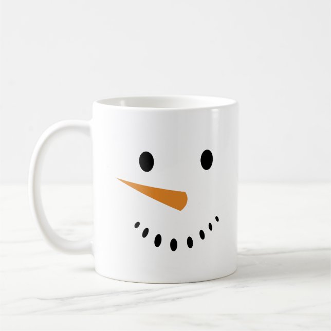 Niedlich Snowman Face Holiday Weihnachten Tasse (Links)