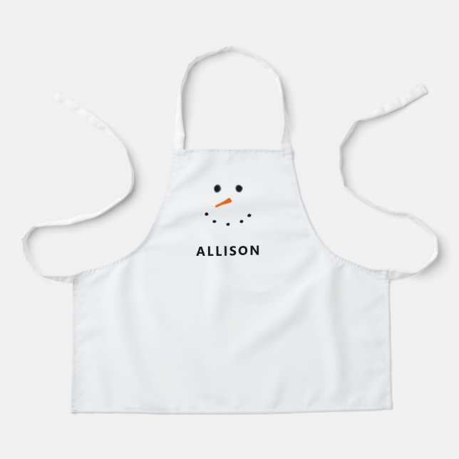 Niedlich Snowman Face Personalisiert Kids Schürze (Vorderseite)