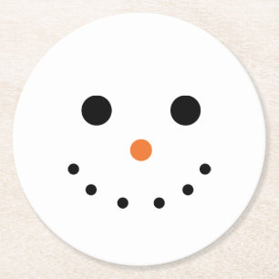 Niedlich Snowman Face Runder Pappuntersetzer