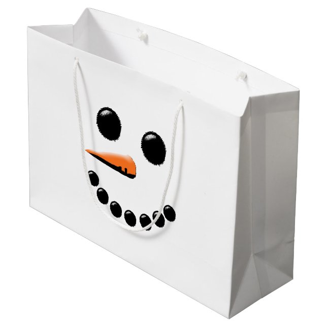 Niedlich Snowman Face Winterurlaub Snowmen Weihnac Große Geschenktüte (Rückseite Schrägansicht)