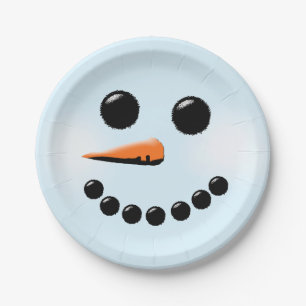 Niedlich Snowman Face Winterurlaub Snowmen Weihnac Pappteller