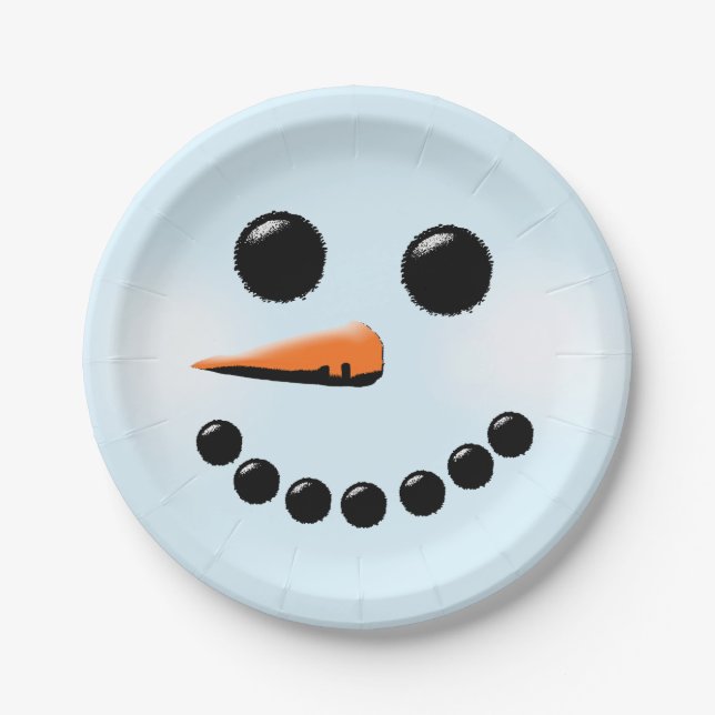 Niedlich Snowman Face Winterurlaub Snowmen Weihnac Pappteller (Vorderseite)