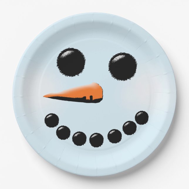 Niedlich Snowman Face Winterurlaub Snowmen Weihnac Pappteller (Vorderseite)