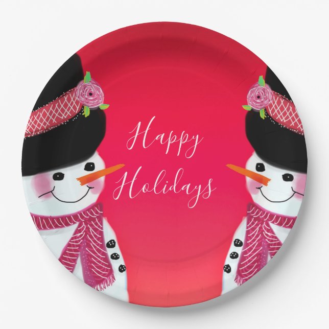 Niedlich Snowman Festive Pappteller (Vorderseite)