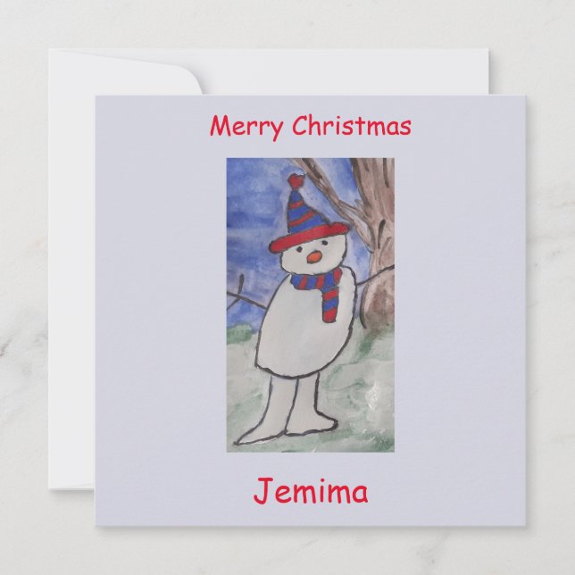 Niedlich Snowman Flat Christmas Card Karte (Vorderseite)