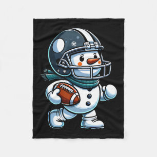 Niedlich Snowman Football Player Football Christma Fleecedecke