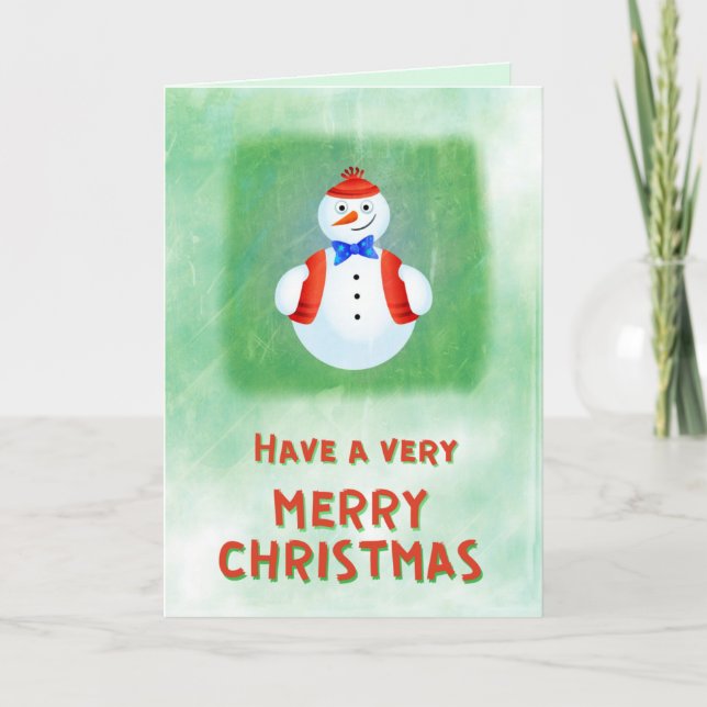 Niedlich Snowman Frohe Weihnachten Karte (Vorderseite)