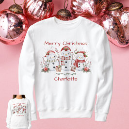 Niedlich Snowman Frohe Weihnachts-Shirt mit Namen Sweatshirt