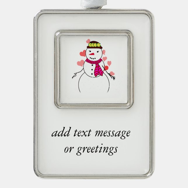 Niedlich Snowman (Girl) - Little Kokett Sweetheart Rahmen-Ornament Silber (Vorderseite)