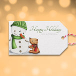 Niedlich Snowman Green Christmas Geschenkanhänger<br><div class="desc">Minimalistischer Weihnachtsgeschenk-Tag mit einer Illustration eines Schneemann und Hundefreundes. Ideal für die kommende Saison. Illustriert und entworfen von Patricia Alvarez.</div>
