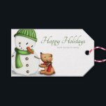 Niedlich Snowman Green Christmas Geschenkanhänger<br><div class="desc">Minimalistischer Weihnachtsgeschenk-Tag mit einer Illustration eines Schneemann und Hundefreundes. Ideal für die kommende Saison. Illustriert und entworfen von Patricia Alvarez.</div>