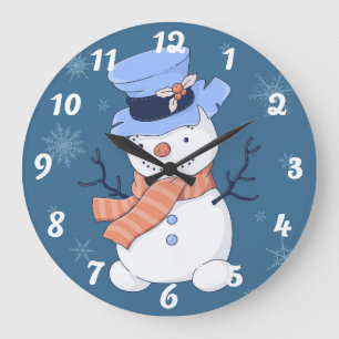 Niedlich Snowman Große Wanduhr