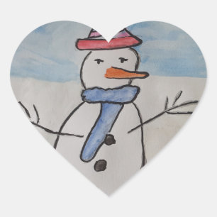 Niedlich Snowman Herz-Aufkleber