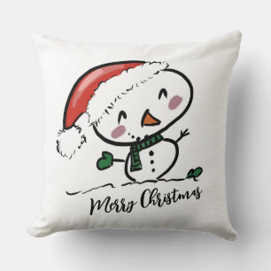 Niedlich Snowman in Santas Hat Kissen