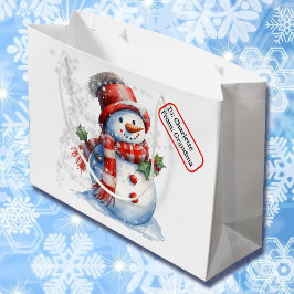 Niedlich Snowman Individuelle Name Tag Weihnachtss Große Geschenktüte