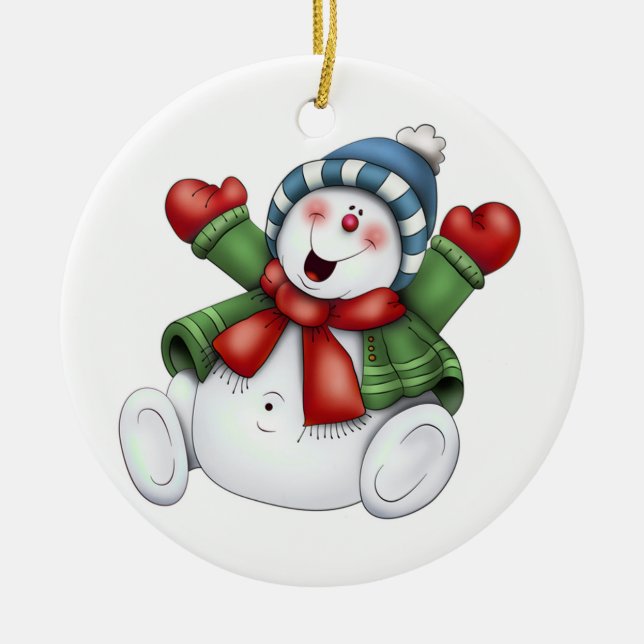 Niedlich Snowman Keramik Ornament (Vorne)