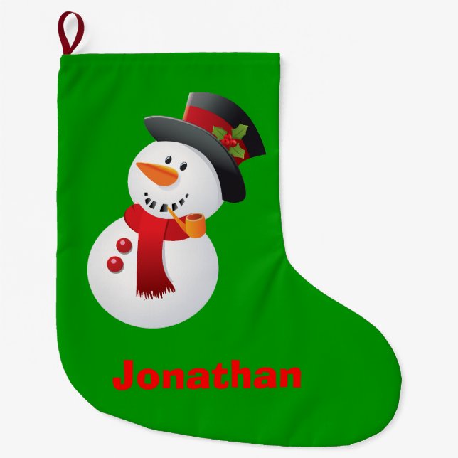 Niedlich Snowman Kids Weihnachten Strumpf Großer Weihnachtsstrumpf (Vorderseite)