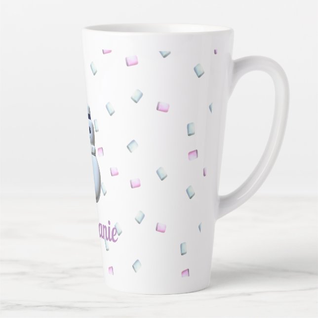 Niedlich Snowman Marshmallow Personalisiert Latte  Milchtasse (Rechts)