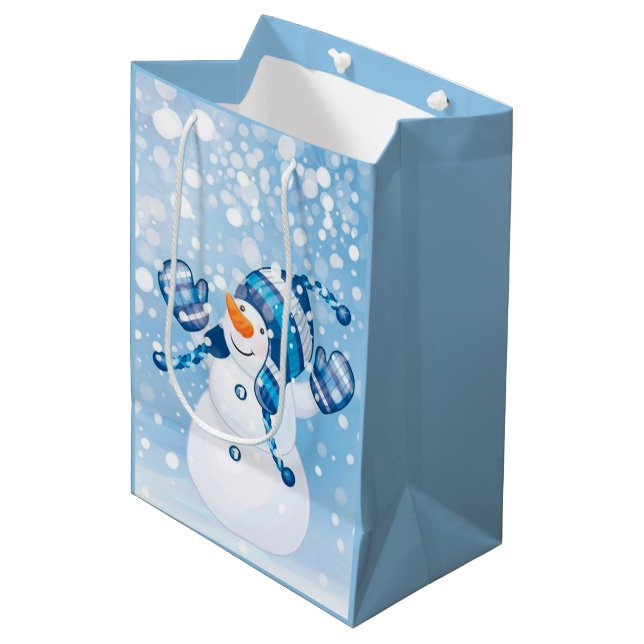 Niedlich Snowman Mittlere Geschenktüte (Vorderseite Schrägansicht)