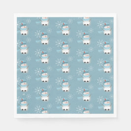 Niedlich Snowman Pattern Blue Holiday Paper Napkin Serviette