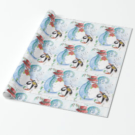 NIEDLICH SNOWMAN & PENGUIN'S WINTER SERENADE GESCHENKPAPIER