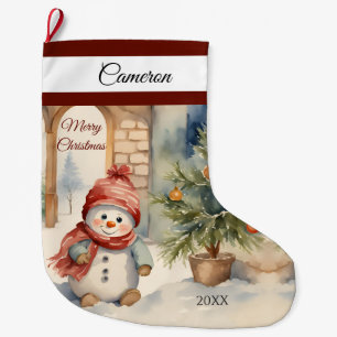 Niedlich Snowman Personalisiert Großer Weihnachtsstrumpf