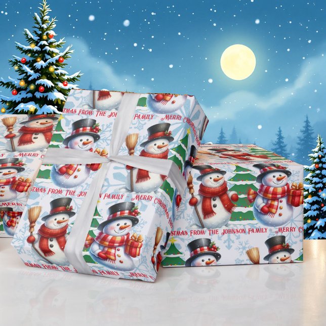 Niedlich Snowman Personalize Text Weihnachtsgesche Geschenkpapier (Von Creator hochgeladen)