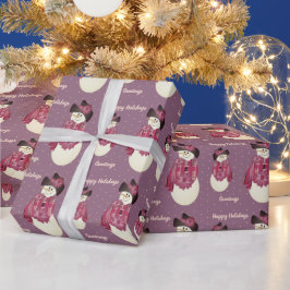 Niedlich Snowman Plum Geschenkpapier