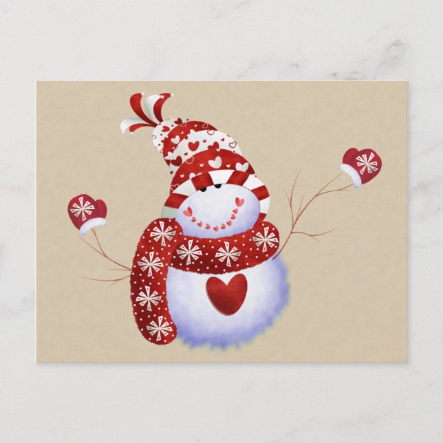 Niedlich Snowman Postcard Postkarte (Vorderseite)