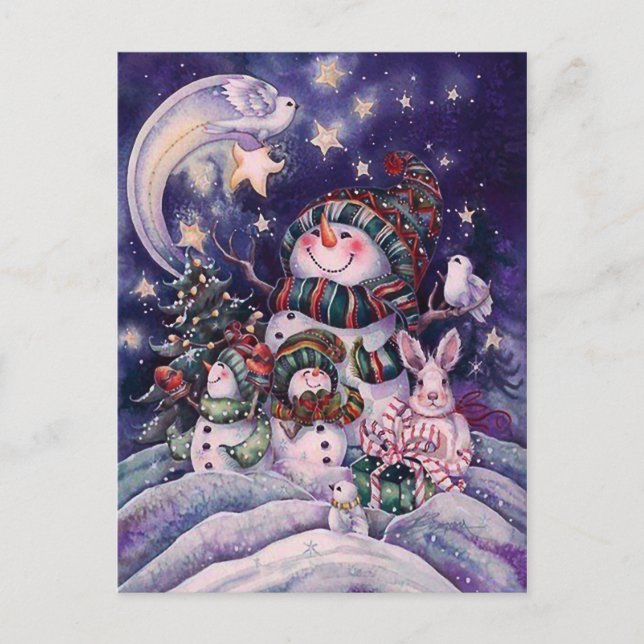niedlich Snowman Postkarte (Vorderseite)