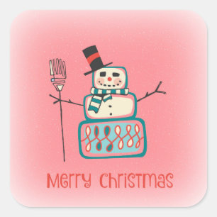 Niedlich Snowman Quadratischer Aufkleber