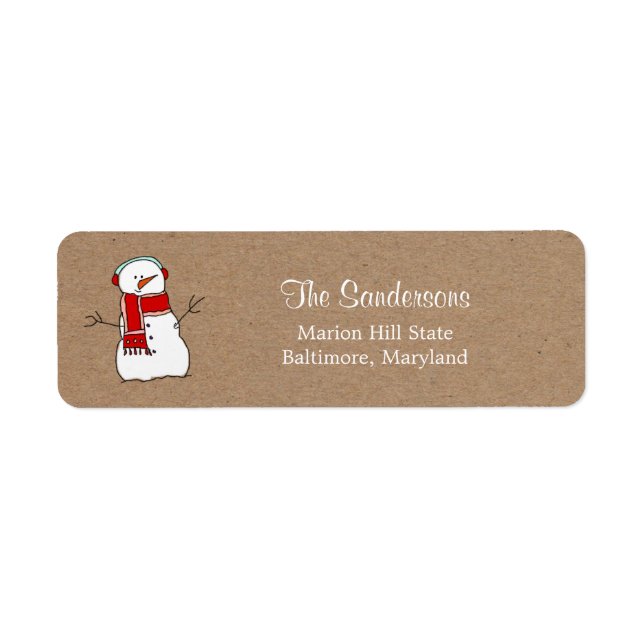 Niedlich Snowman Red Scarf Kraft Paper Holiday (Vorne)