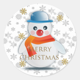 Niedlich Snowman Runder Aufkleber