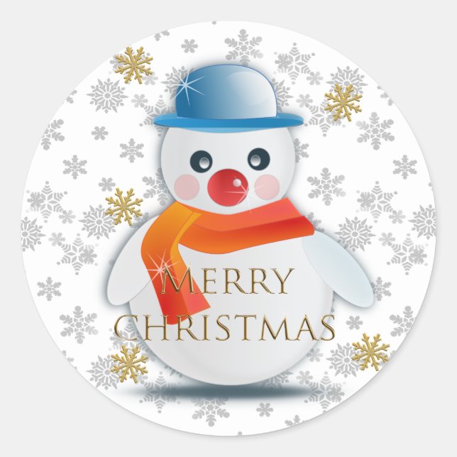 Niedlich Snowman Runder Aufkleber (Vorderseite)