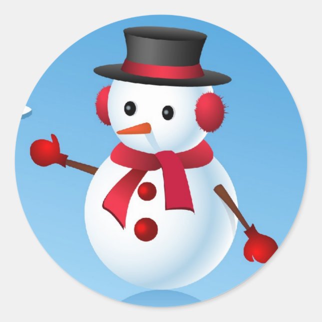 Niedlich Snowman Runder Aufkleber (Vorderseite)