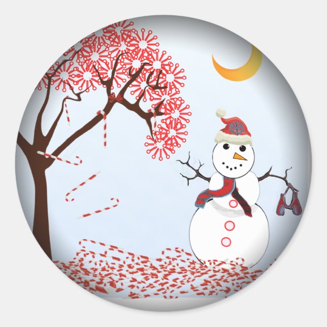 Niedlich Snowman Runder Aufkleber (Vorderseite)