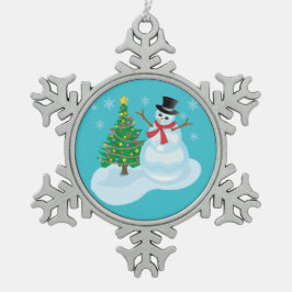 Niedlich Snowman Schneeflocken Zinn-Ornament