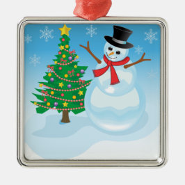 Niedlich Snowman Silbernes Ornament