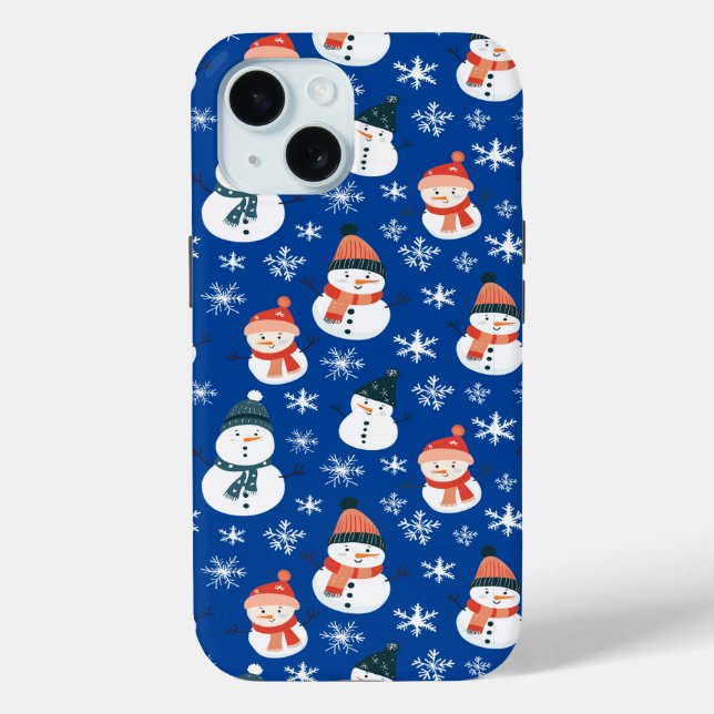Niedlich Snowman Snowflake Seamless Patterns Weihn Case-Mate iPhone Hülle (Rückseite)