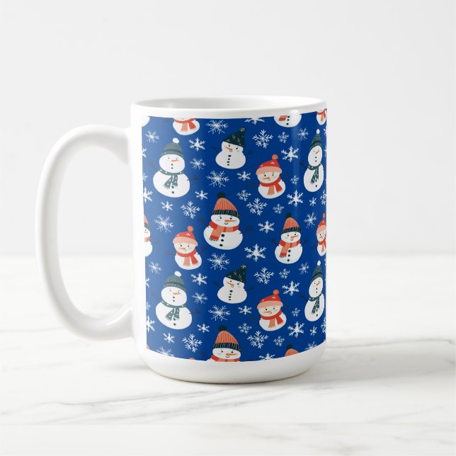 Niedlich Snowman Snowflake Seamless Patterns Weihn Kaffeetasse (Links)