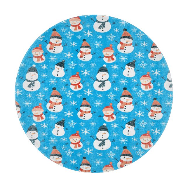 Niedlich Snowman Snowflake Seamless Patterns Weihn Schneidebrett (Vorderseite)