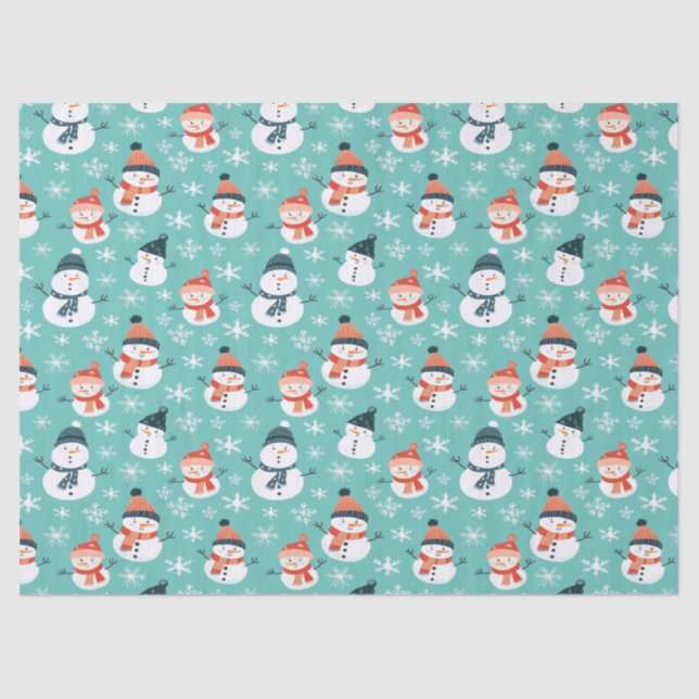 Niedlich Snowman Snowflake Seamless Patterns Weihn Seidenpapier (Vorderseite)