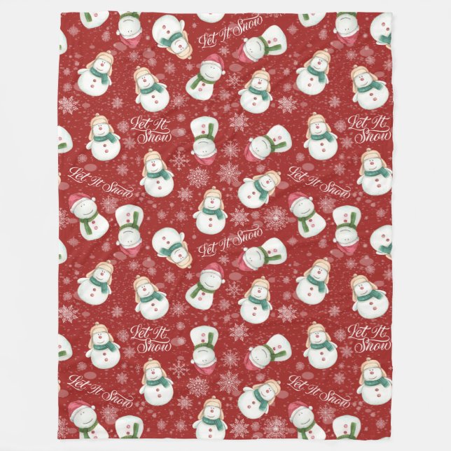 Niedlich Snowman Snowflake Whimsischer Weihnachten Fleecedecke (Vorderseite)